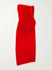 [AZ FACTORY] AZ FACTORY - Off-the-shoulder Ruffled Jersey Midi Dress - Red - FR 38 FR 38 Red
