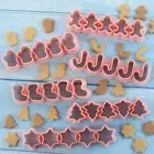 Odorless Christmas Cookie Cutters Baking Tools Cutter Set with 3d Stamps for Diy
