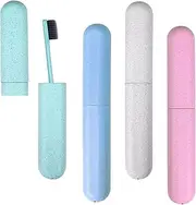 URCHUZE 4 Pack Toothbrush Travel Case, Portable Breathable Toothbrush Holder for Camping, Home, School, Business