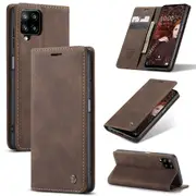 CaseMe Samsung Galaxy A12 Classic PU Leather Folio Case Cover A125 [Coffee]