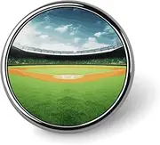 [FZMVSQH] Green Baseball Field Backdrop Printed Round Button Pin Badges Metal Pinback Buttons 1 Inch Pins for Hat Shirt Clothing Bags Decoration, Circular, Aluminum, Circular, Aluminum