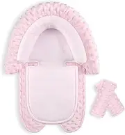 Infant Car Seat Insert, HNHUAMING Baby Car Seat Head & Body Support for Newborn, Ultra Soft Reversible Preemie Carseat Insert Cushion for Girls Boys, Fit Car Seat, Stroller, Swing, Bouncer, Pink