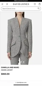 Camilla and Marc Amara wasp waist tweed jacket size 8 brand new with tag
