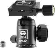 SIRUI Tripod Ball Head, Professional Metal 360° Rotating Panoramic Ball Head with Quick Release Plate, Load up to 22lbs/10kg for 1/4" Tripod, Monopod, Slider, DSLR Camera（BG40）