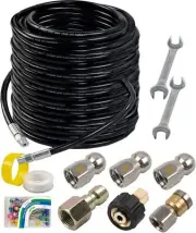 Hourleey Sewer Jetter Kit for Pressure Washer 150FT, Drain Cleaner Hose 1/4 Inch