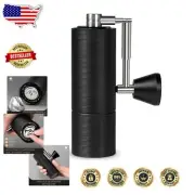 Compact and Durable Manual Coffee Grinder with Foldable Handle - Black Aluminum