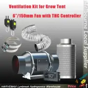 6"/150mm Ventilation Inline Fan Carbon Filter Ducting Kit For Grow Tent