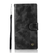 For Sony Xperia XA1 Retro Copper Button Crazy Horse Horizontal Flip PU Leather Case with Holder & Card Slots & Wallet & Lanyard(Black)