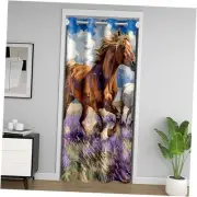 Galloping Horse Closet Door Cover Curtain for Living 34" x 80" Brown Purple