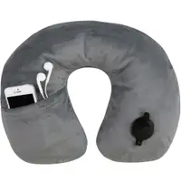 在飛比找PChome24h購物優惠-TRAVELON 絨布音樂護頸充氣枕(灰)