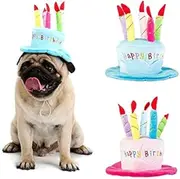 Cute Adorable Dog Cat Birthday Cake Hat Pet Cap Headwear Hat with 5 Color Candles Design Party Custom Accessory (One Size fits Most) (Pink)