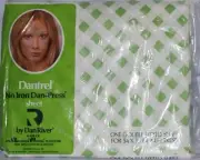 NIP Vtg Dan River Dantrel Double Fitted Sheet & Pillowcase Set Green & White