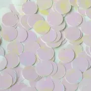 Round Flat Sequin 15mm Top Hole White Pink Rainbow Iris Fluorescent Shiny Back