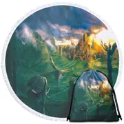 Fantasy Art the Castle Highlands Round Beach Towel