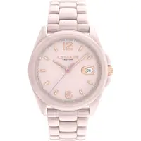 在飛比找PChome24h購物優惠-COACH Greyson C字陶瓷女錶-粉色/36mm 1