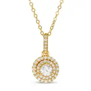 0.5 CT. T.W. Natural Diamond Double Frame Pendant in 14K Gold