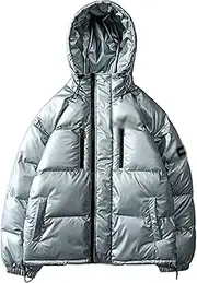 [BybAgs] Men's Warm Down Jackets Casual Stand Collar Padded Coats Water-Resistant Packable Puffer Jackets