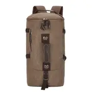 High Capacity Leisure Fashion Canvas Double Shoulders Hiking Bag Backpack(Coffee)