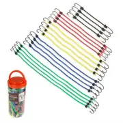 20 Pc Bungee Cord Assortment 10 up to 30 Inches In Plastic Storage Jar