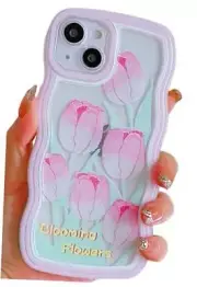 Compatible with Case Clear with Floral Design iPhone 7 Plus/8 Plus Tulip/Pink