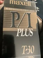 Maxell P/I Plus T-30 VHS Blank Tape Cassette Black Magnetite Formulation