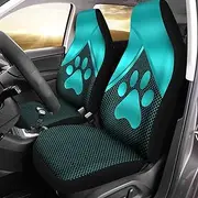 Bulopur Blue Metallic Paw Universal Car Seat Covers 2 PCs Set, Front Seat Covers Cute Bucket Seat Cover Protector