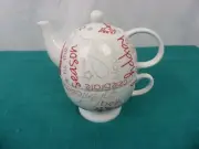 Collectable Novelty Christmas 2 Piece Stackable Porcelain Teapot & Mug - As New