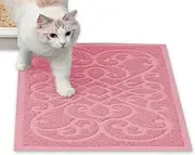 PetLike Cat Litter Mat Kitty Litter Mats for Tray Boxes, Kitty Litter Trapping Mat House Floors Clean (Light Pink)