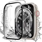 [Zumyzu] Compatible with Apple Watch Waterproof Case 42mm Series 10 with Tempered Glass Screen Protector, Full Coverage Bumper Cover for iWatch Case 42mm Clear