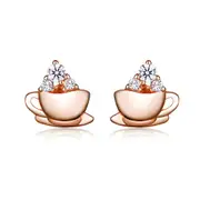 Silver plating Rose Gold Coffee and Sugar Cube Stud Earring for Women Girl Gifts