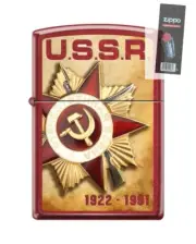Zippo 82276 ussr soviet star russian stalin red Lighter + FLINT PACK