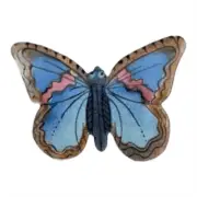 Y2K Butterfly Brooch Handmade Blue Pink Resin Metal Hand Painted Signed