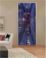Door Stickers Moon Night Sea Iron Door Space Wall Sticker Bedroom Self-Adhesive 3D Wall Stickers Home Decoration (Color : C, Size : 38.5x200cmx2pcs)