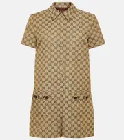 [Gucci] Gucci GG cotton-blend canvas playsuit AU 8 beige