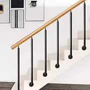 Side Mount Hand Rail Fits 2-5 Steps Wooden Stair Railing Adjustable Metal Balustrade with Installation Kit, Modern Non-Slip Grab Rail for Loft Villa Corridor Balconies Terrace(Height 85cm,140cm/55inch