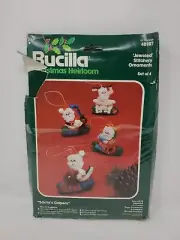Bucilla Christmas Heirloom 48987 Santa’s Capers set 4 Felt Jeweled Ornaments Kit