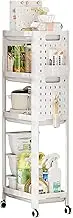 WJnflQN Small Utility Cart - Multi-Tier Storage Rack for Seasoning,Rolling Organizer Cart Movable Kitchen Seasoning Carrier for Balcony
