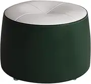 Low Stool Footrest for Couch Simple Style Round Pumpkin Ottoman, Entrance Creative Shoe-Changing Stool, No Installation Required, Household Items(Olive Green+White)