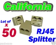 Lot 50 RJ45 Network Splitter Cable Extender Cat5 Plug Coupler Adapter Y 3-Way