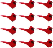 20 Pcs Artificial Christmas Cardinal Birds Simulation Red Birds Feather Mini Bir