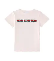 [Gucci Kids] Gucci Kids Logo cotton jersey T-shirt Y 6 pink