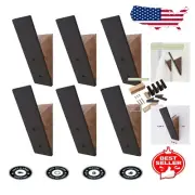 Versatile 6-Piece Black Walnut & Metal Wall Hook Rack for Coats & Accessories