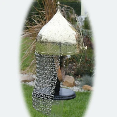 Knight Saladin's Islamic helmet Etched Armor Nasal Helmet with chainmail