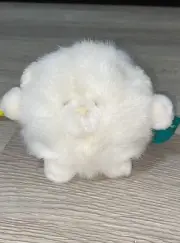 Russ Berrie White Snowpuff Plush 8" Glitter Fur Fluffy Snowball Toy
