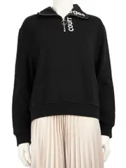 Black Logo Print Quarter Zip Sweatshirt