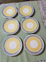 Vtg Discontinued Williams Sonoma caleca TOURNESOL Italy Set Of 6 Saucers 7” NWOT