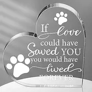 Chunful Pet Memorial Gift Pet Keepsake Sympathy for Loss Remembrance Cat Memorial Bereavement Crystal Acrylic Heart Decor Crystal Acrylic Heart Condolence Gifts for Loss of Loved One(If Love Could)