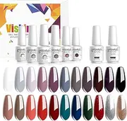 Vishine Gel Nail Polish Set - 22 Classic Color Gel Nail Polish Red White Black 8ml with No Wipe Base and Top Coat，24 PCS Soak Off Gel Nail Starter Gel Nail Kit