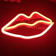 Haobase USB Battery Powered Creative LED Neon Light Sign LOVE Cat Rainbow Lip Neon Lamp (Lips-Red)