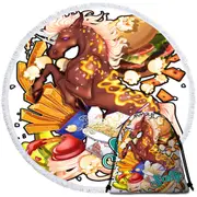 Cool Unicorn Rudicorn Salty Junk Food Round Beach Towel